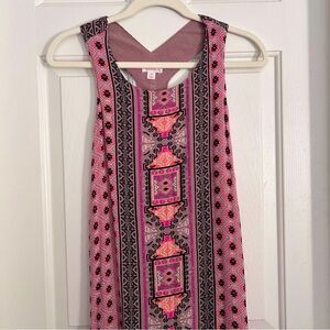 Boho Print Pink Y-back Maxi Dress in XS